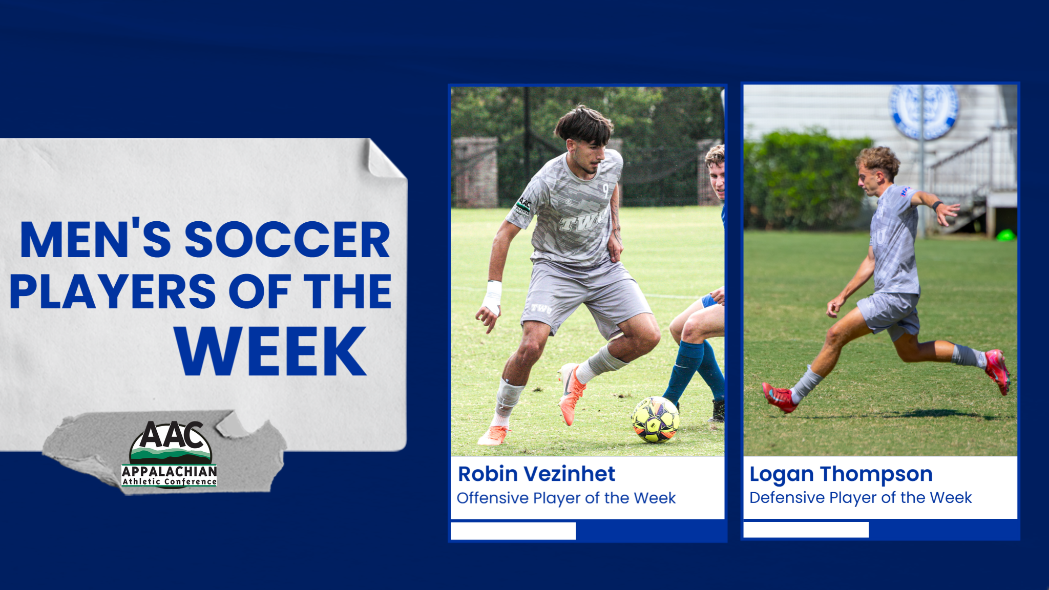 Vezinhet and Thompson Win AAC Men's Soccer Weekly Awards